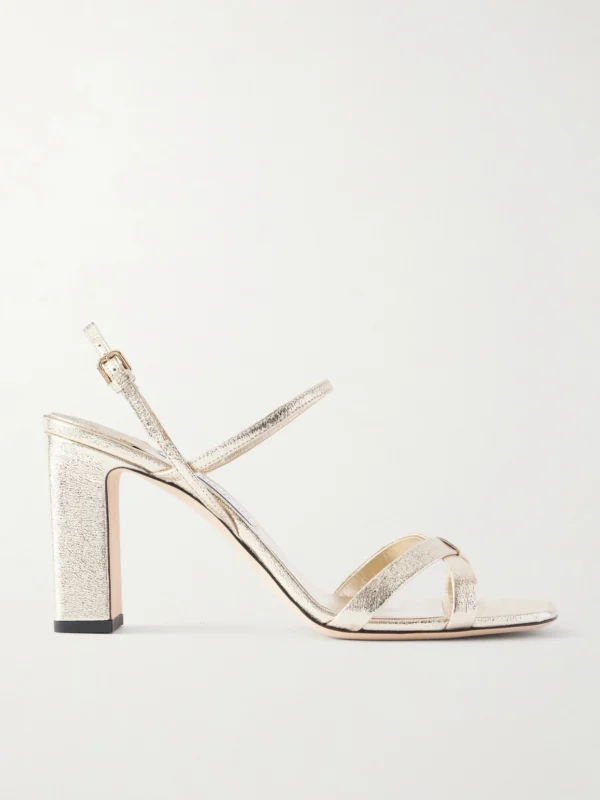 Jimmy Choo Elsy 85 Metallic Leather Sandals