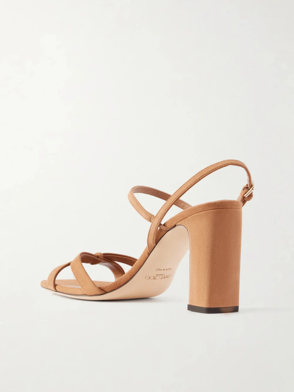 Back view of the Jimmy Choo Elsy 85 Suede Sandals