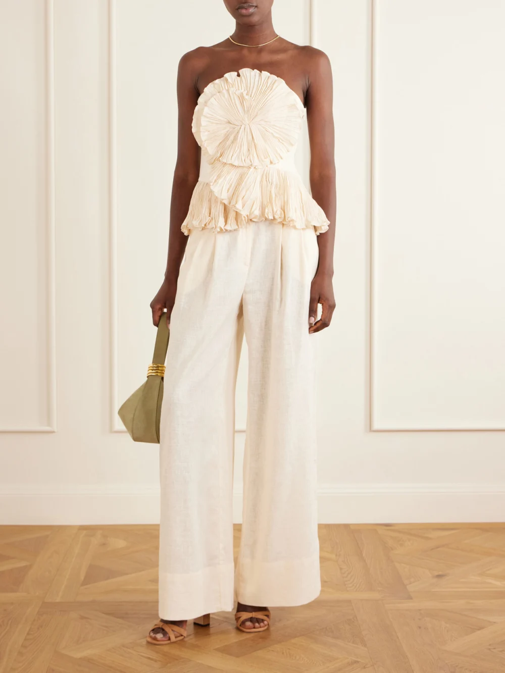Jimmy Choo Elsy 85 Suede Sandals, styled view