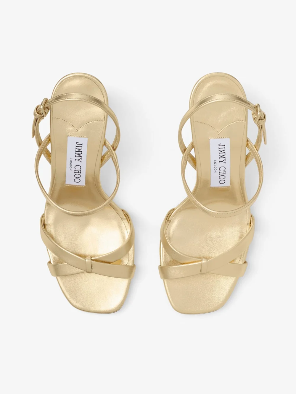 Jimmy Choo Elsy Block Heel 85 Gold Metallic Nappa Leather Sandals, another view