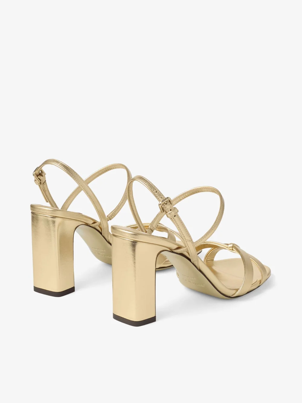 Jimmy Choo Elsy Block Heel 85 Gold Metallic Nappa Leather Sandals, another view