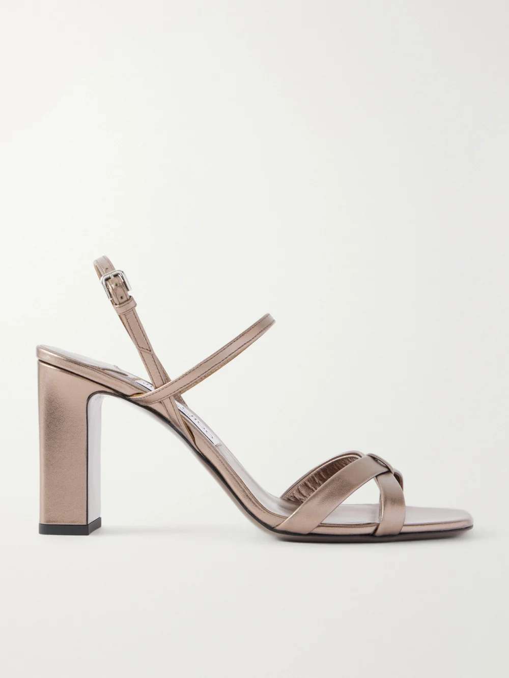 Jimmy Choo Elsy Metallic Leather Sandals in bronze