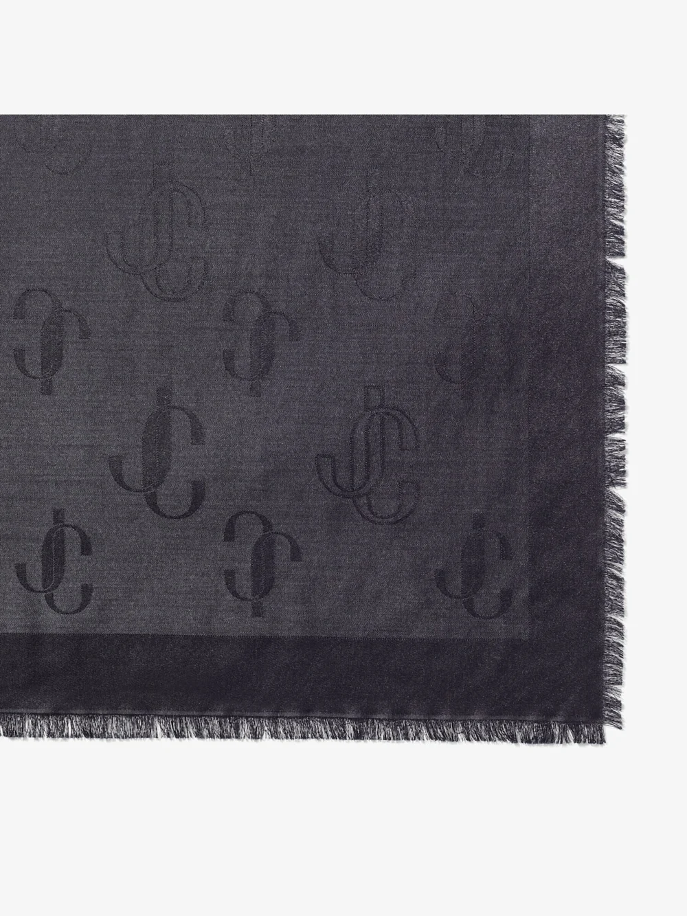 Close-up detail of the Jimmy Choo Emani Black Silk and Wool Jacquard Shawl