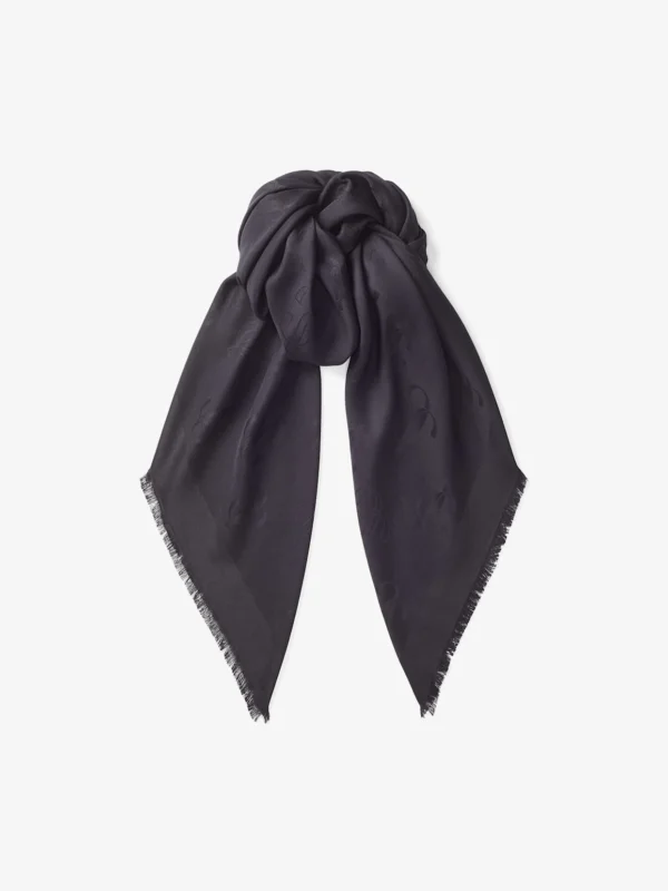 Jimmy Choo Emani Black Silk and Wool Jacquard Shawl