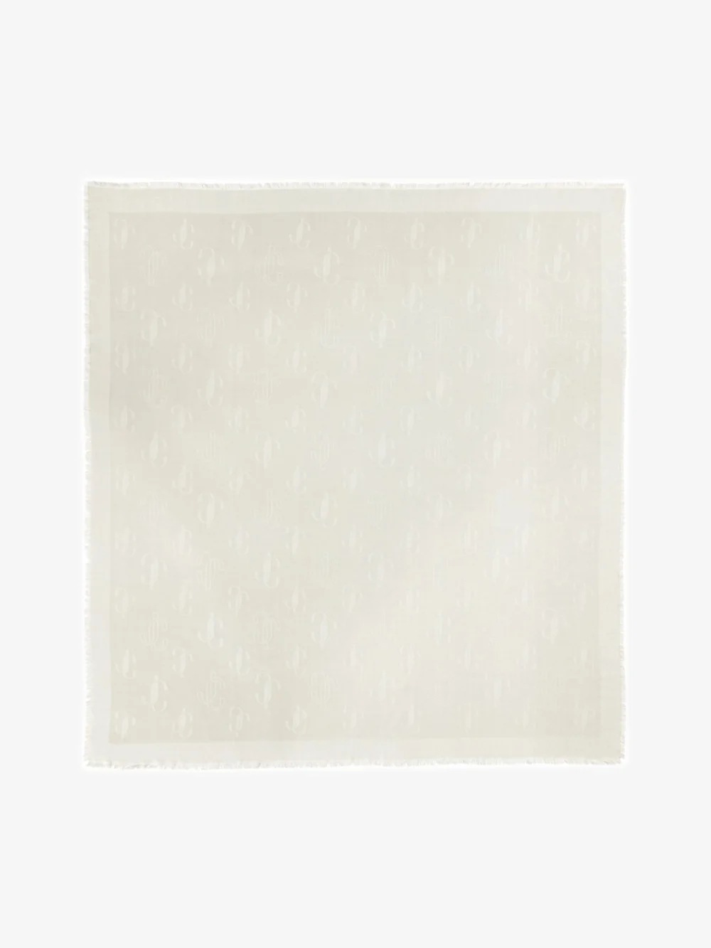 Side view of the Jimmy Choo Emani Latte Silk and Wool Jacquard Shawl