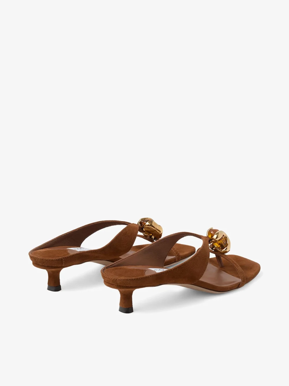 Jimmy Choo Emeri Stone 35 Tan Suede Sandals with Stone Detail, another view