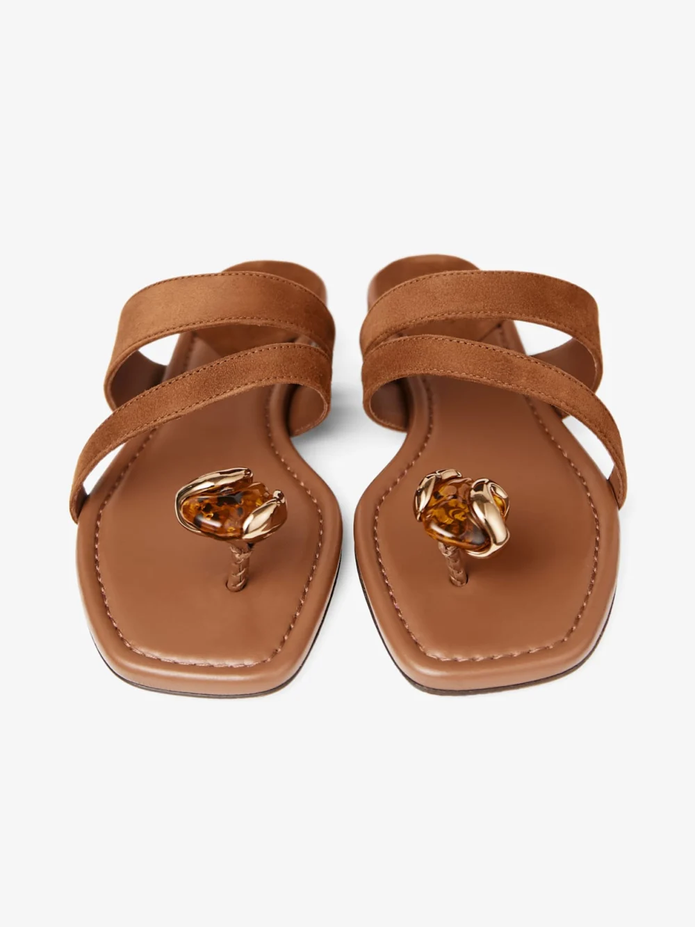 Jimmy Choo Emeri Stone Flat Tan and Amber Suede Flat Sandals, another view
