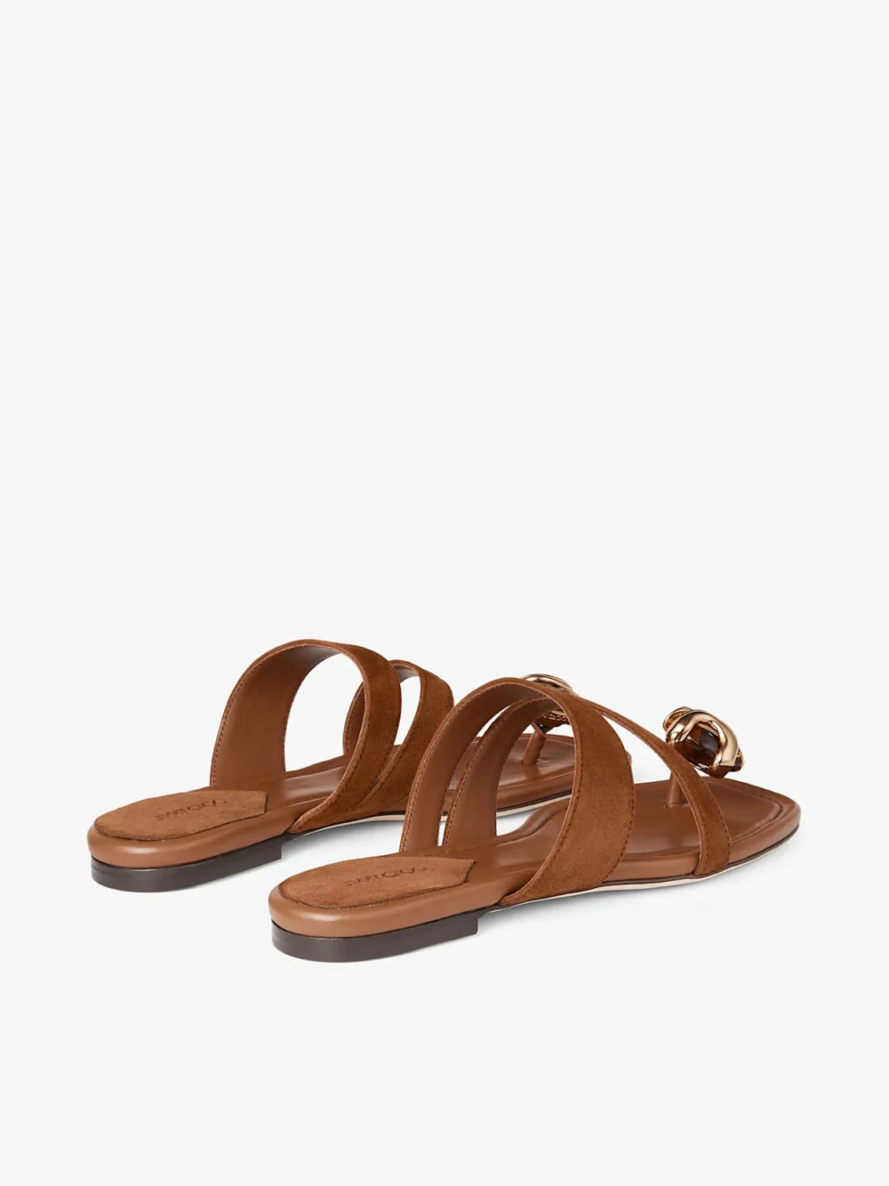 Jimmy Choo Emeri Stone Flat Tan and Amber Suede Flat Sandals, another view