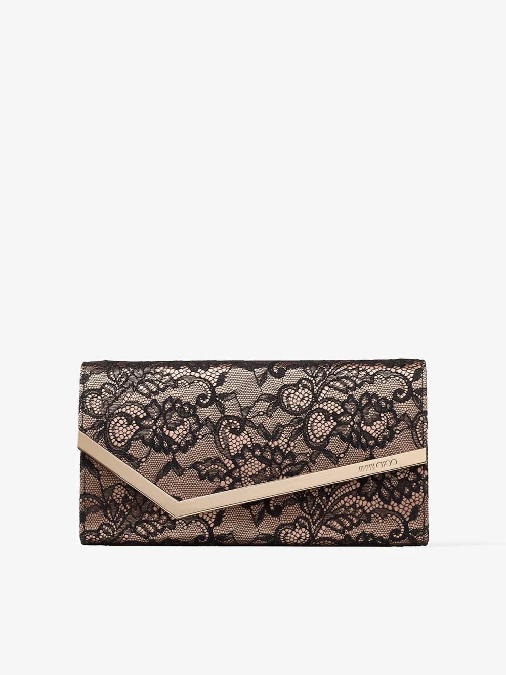 Jimmy Choo Emmie Black and Ballet Pink Jimmy Choo Lace Clutch Bag in black