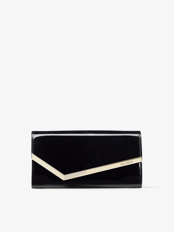 Jimmy Choo Emmie Black Patent Leather Clutch Bag
