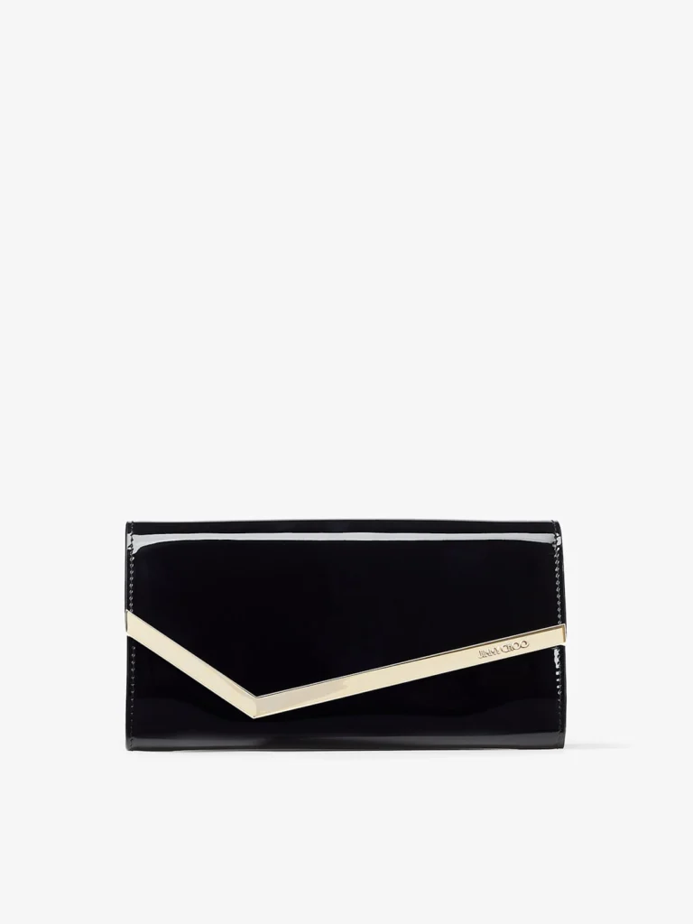 Jimmy Choo Emmie Black Patent Leather Clutch Bag
