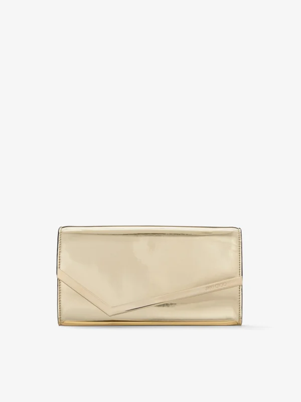 Jimmy Choo Emmie Gold Mirror Fabric Clutch Bag