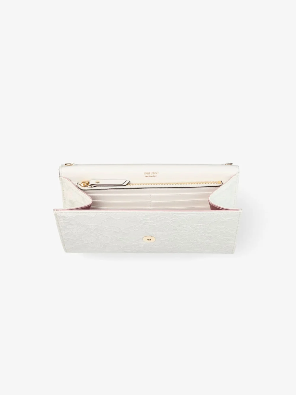 Back view of the Jimmy Choo Emmie Ivory Jimmy Choo Lace Clutch Bag