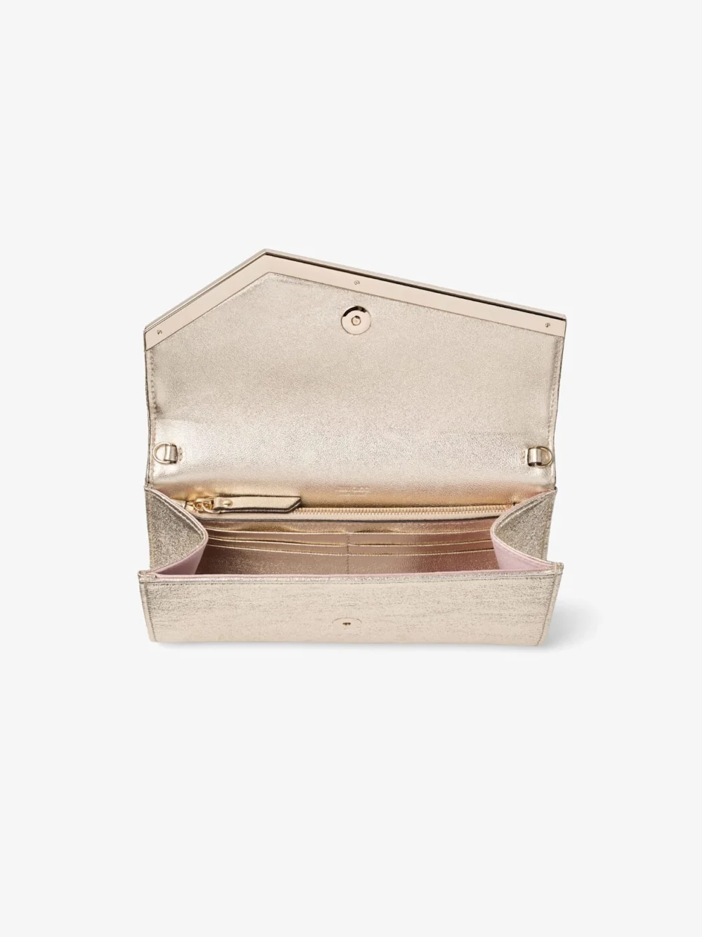 Back view of the Jimmy Choo Emmie Platinum Ice Brilliance Fabric Clutch Bag