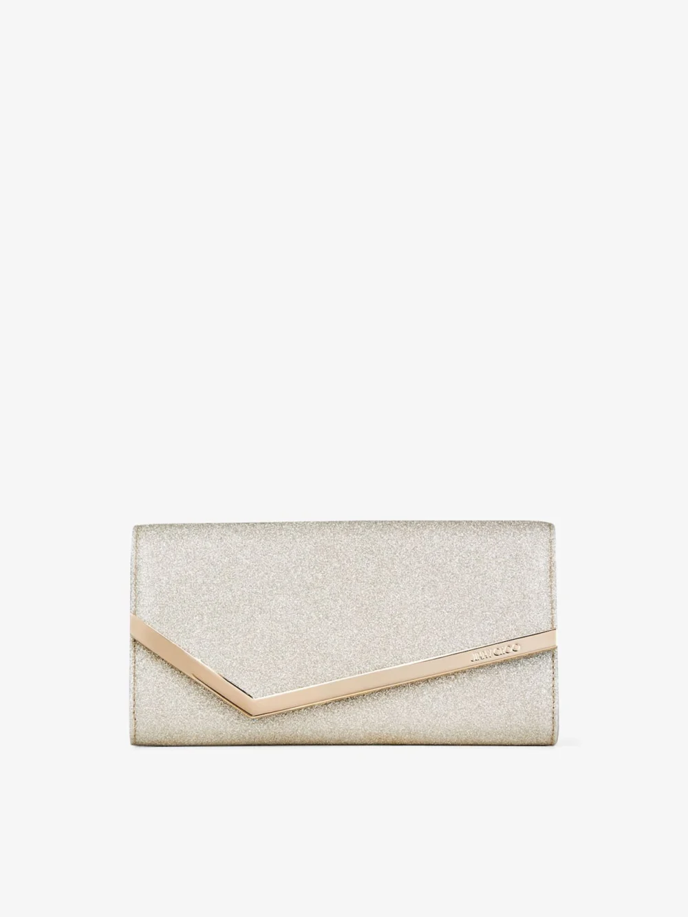 Jimmy Choo Emmie Platinum Ice Dusty Glitter Clutch Bag in platinum ice