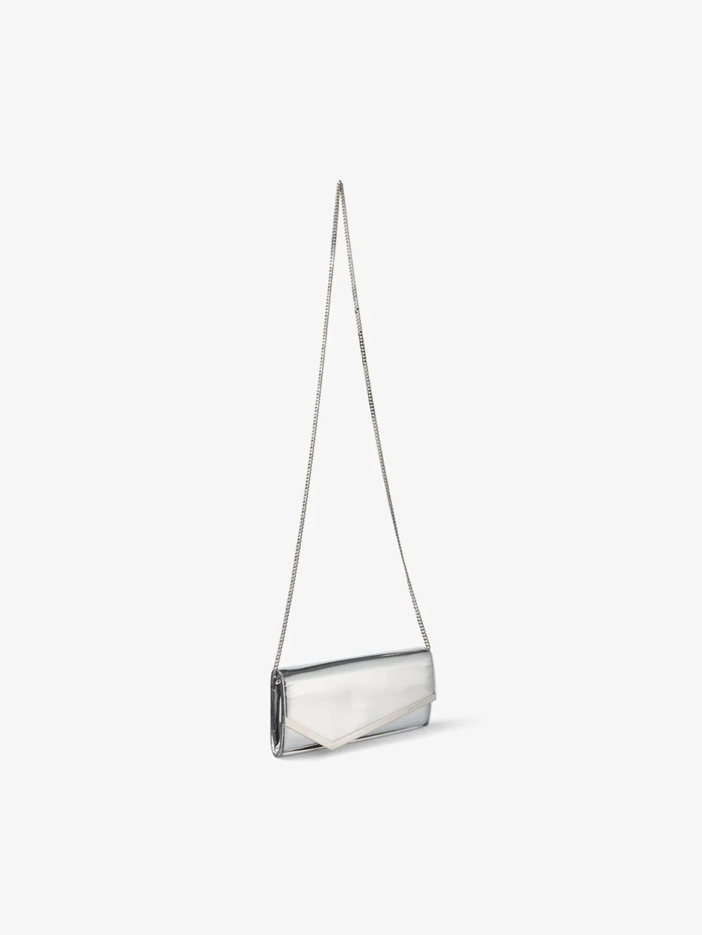 Jimmy Choo Emmie Silver Mirror Fabric Clutch Bag, another view