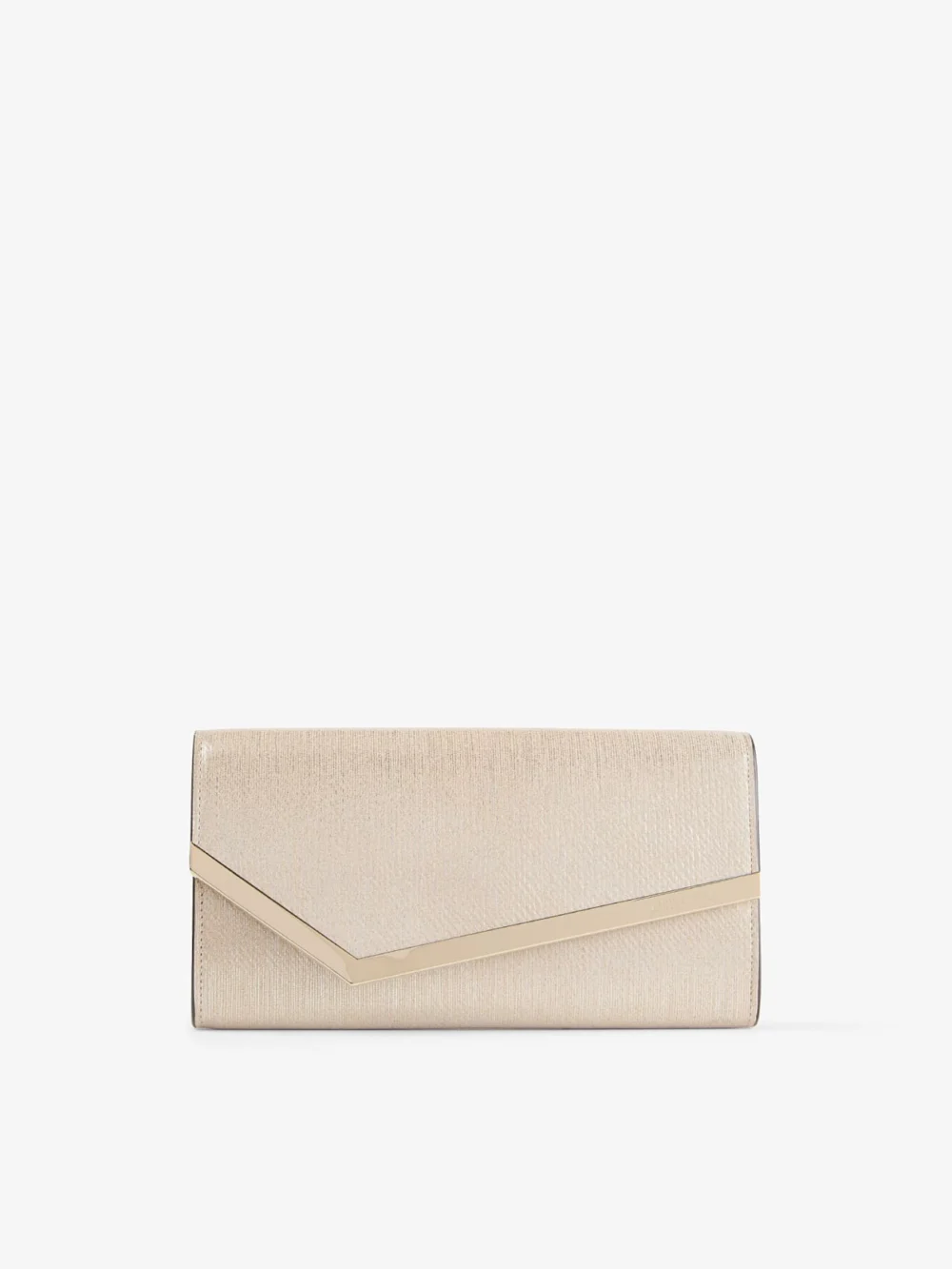 Jimmy Choo Emmie Soft Gold Metallic Linear Leather Clutch in soft gold