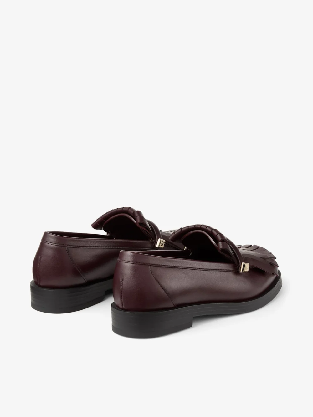Jimmy Choo Eska Loafer Deep Merlot Leather Loafers with Fringed Detail, another view