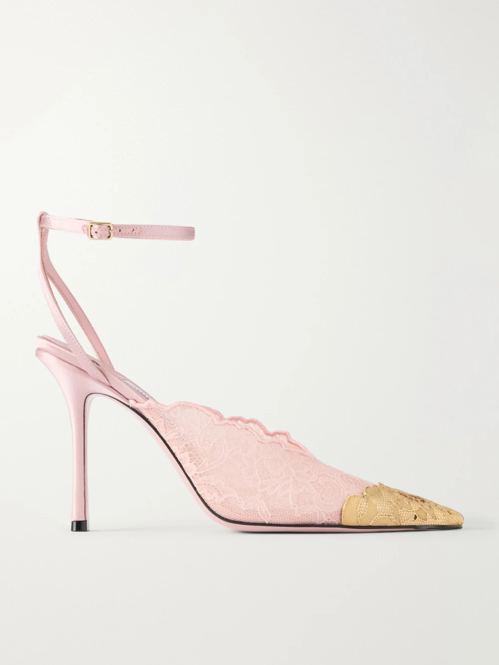 Jimmy Choo Faiz 100 Embellished Satin-trimmed Lace Pumps in baby pink