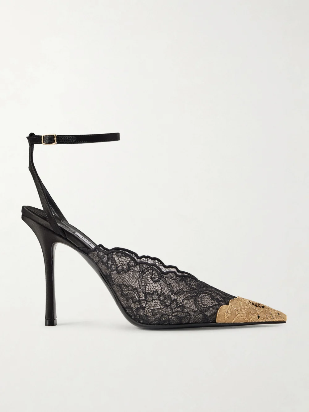 Jimmy Choo Faiz 100 Embellished Satin-trimmed Lace Pumps in black
