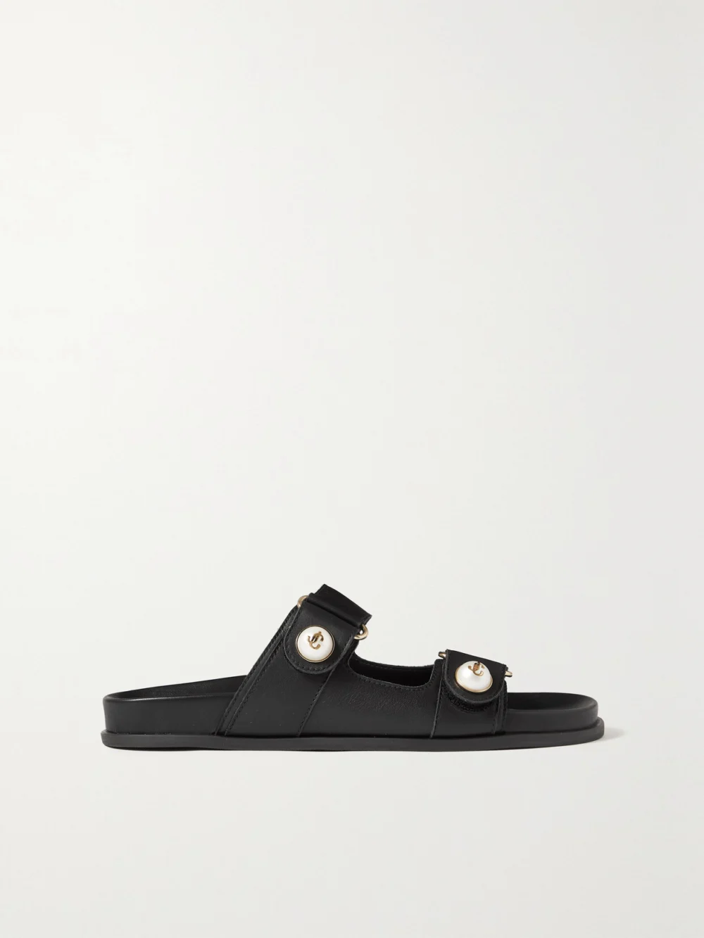 Jimmy Choo Fayence Embellished Leather Slides in black