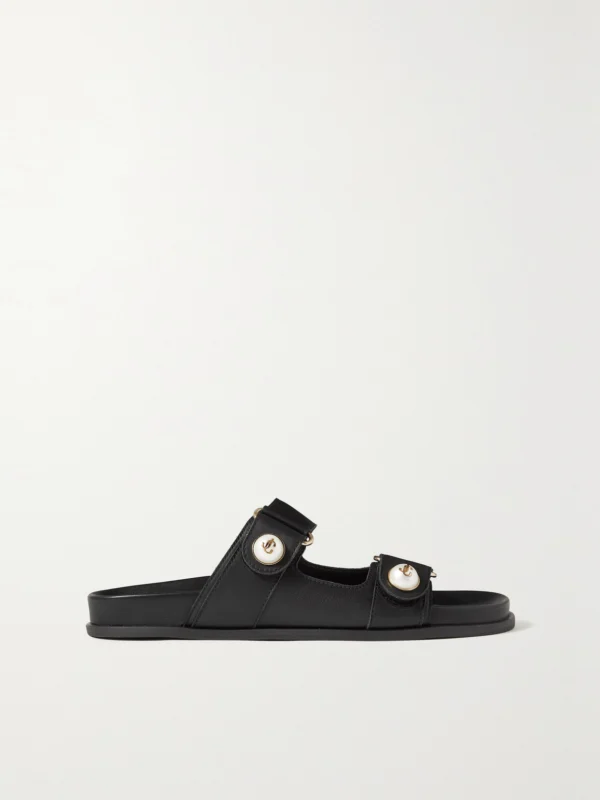 Jimmy Choo Fayence Embellished Leather Slides