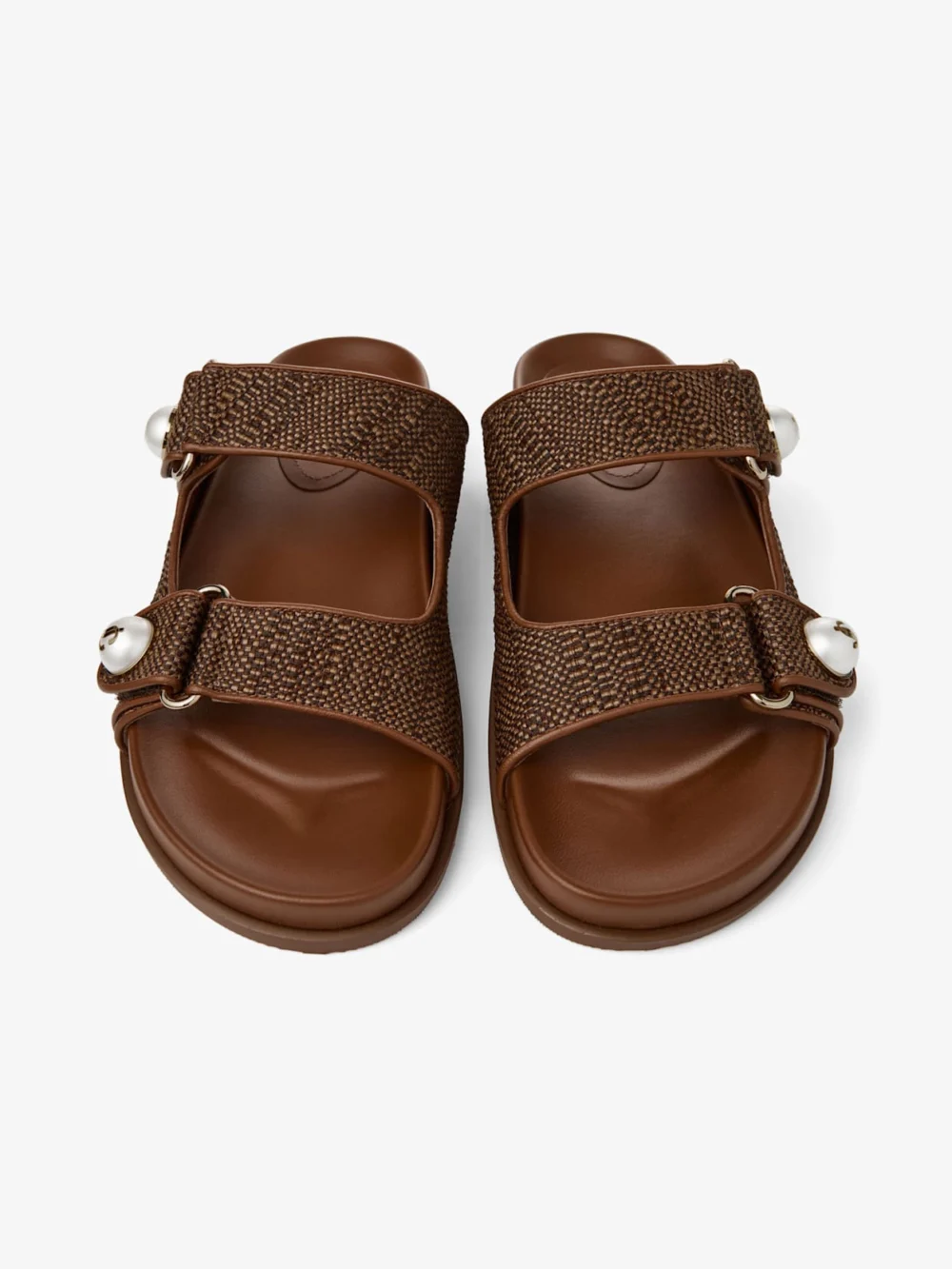 Jimmy Choo Fayence Sandal Tan Fine Raffia Sandals with Pearl Embellishment, another view