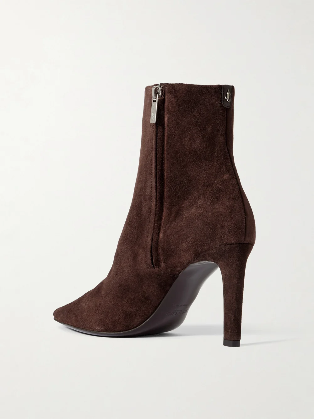 Back view of the Jimmy Choo Frankie 85 Suede Ankle Boots