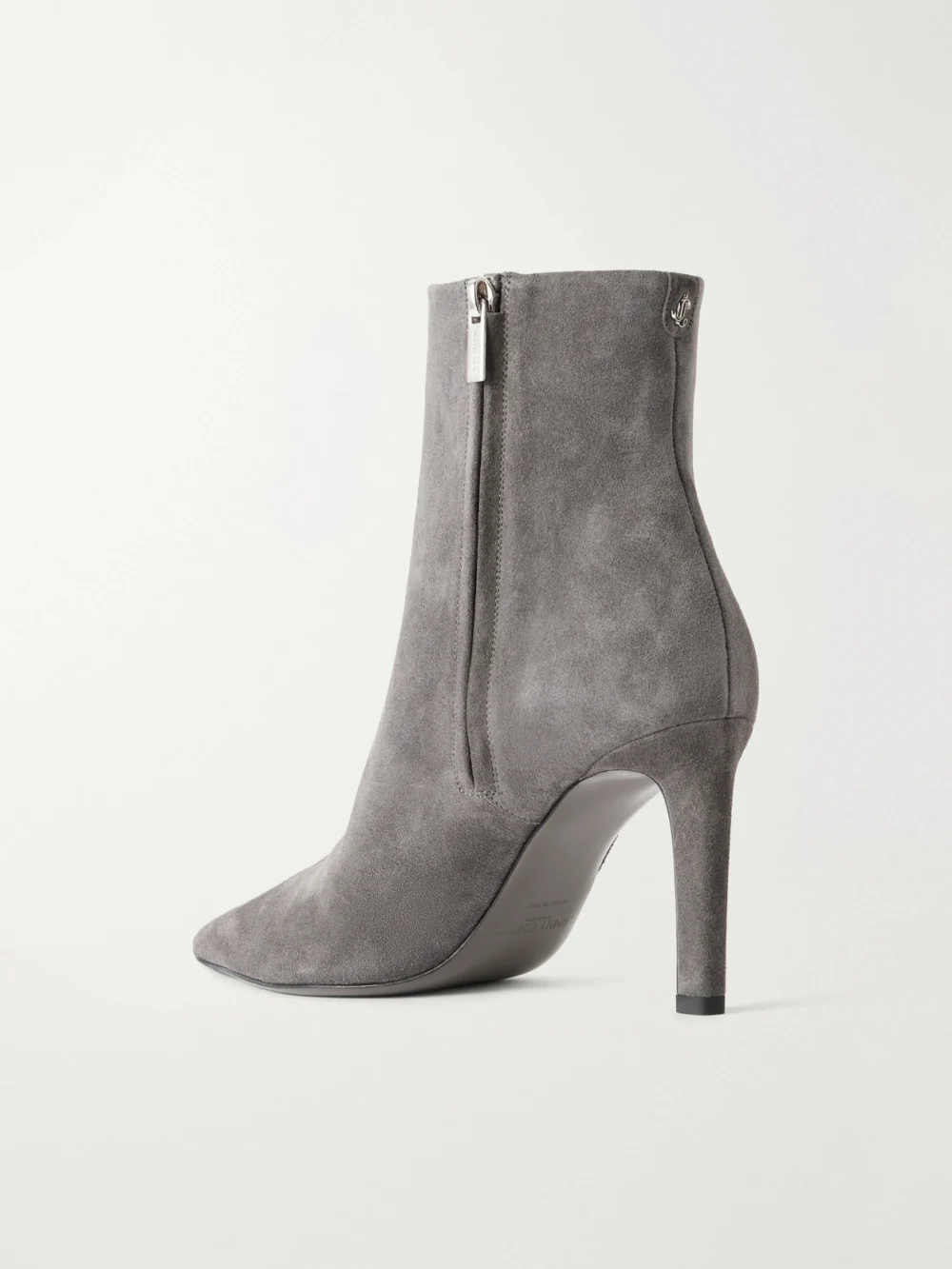 Back view of the Jimmy Choo Frankie 85 Suede Ankle Boots