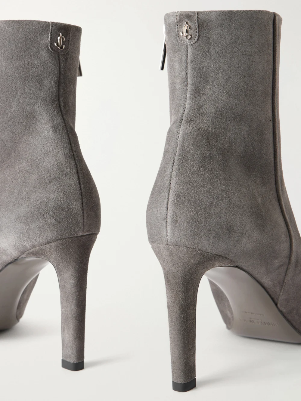 Close-up detail of the Jimmy Choo Frankie 85 Suede Ankle Boots