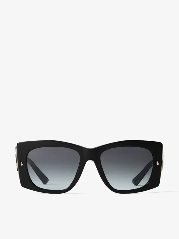 Jimmy Choo Gabi Black and Gradient Grey Acetate Butterfly Sunglasses