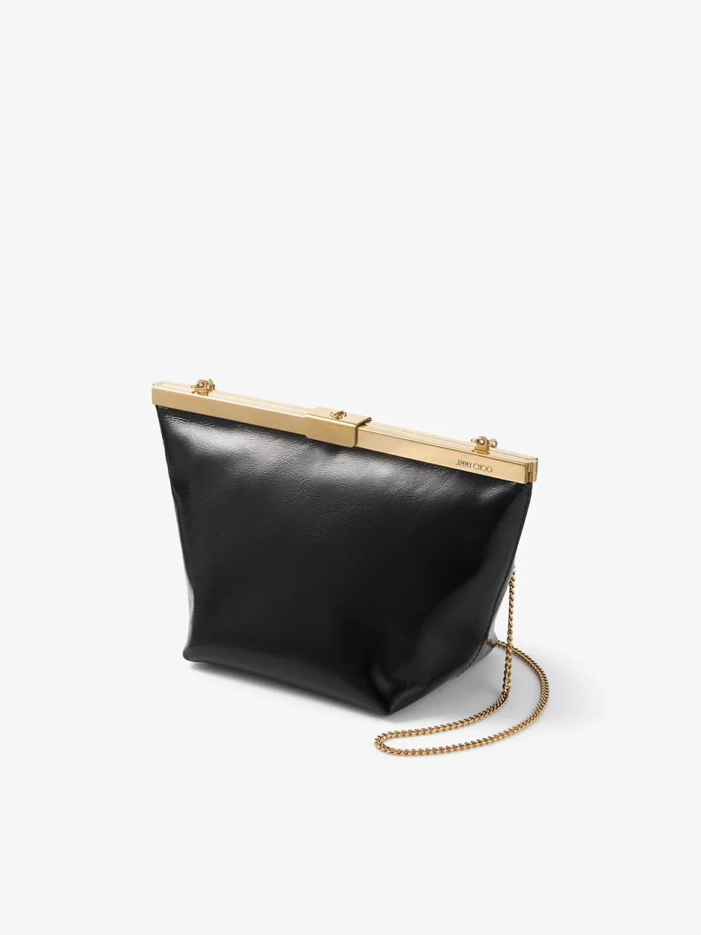 Back view of the Jimmy Choo Ganache Black Biker Leather Clutch Bag