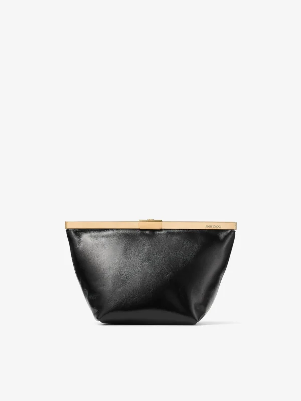 Jimmy Choo Ganache Black Biker Leather Clutch Bag