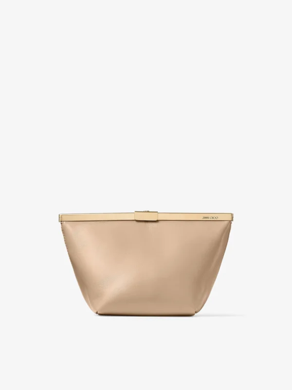Jimmy Choo Ganache Chai Nappa Leather Clutch Bag