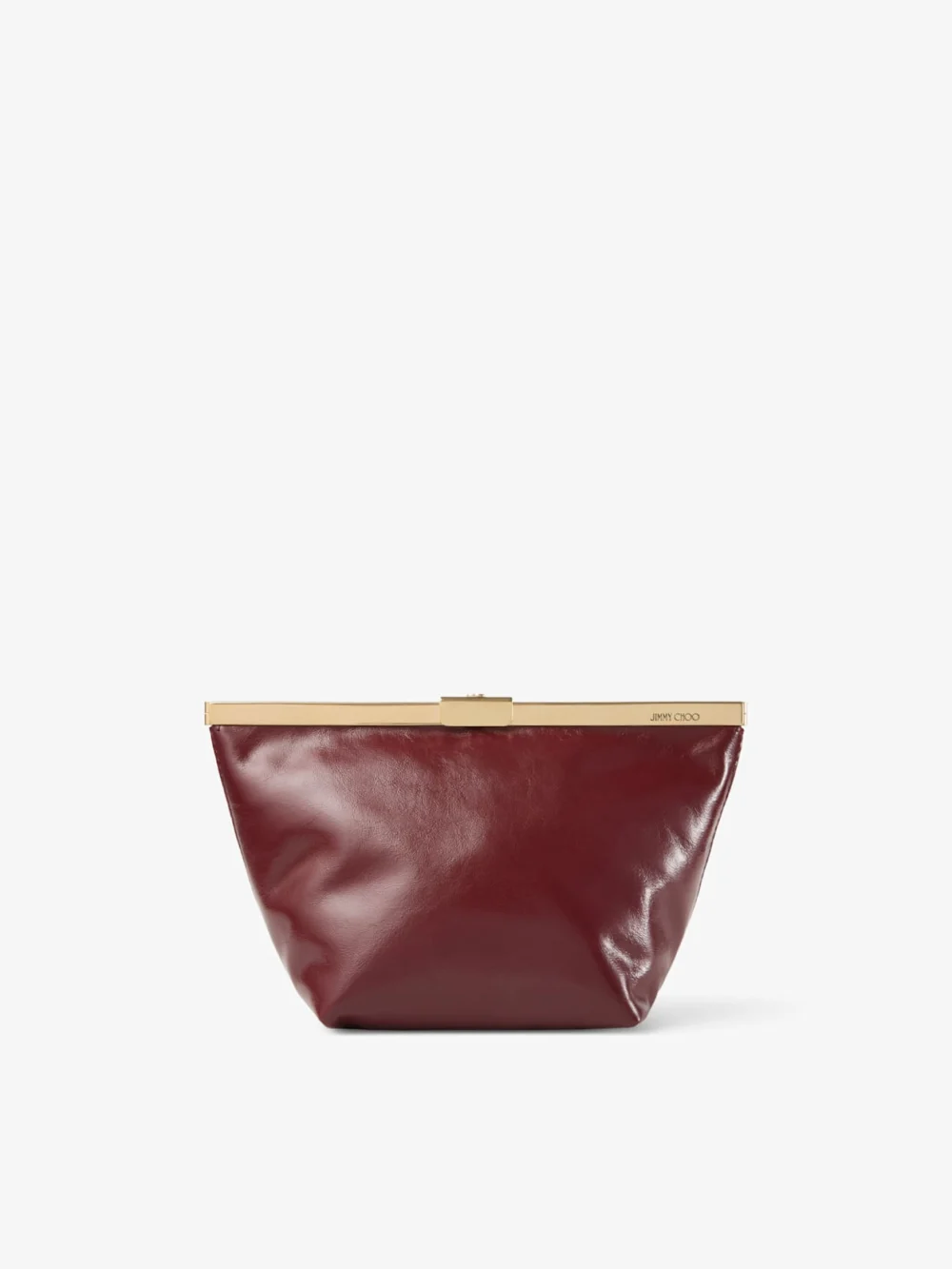Jimmy Choo Ganache Cherry and Gold Soft Shiny Biker Leather Clutch Bag in cherry