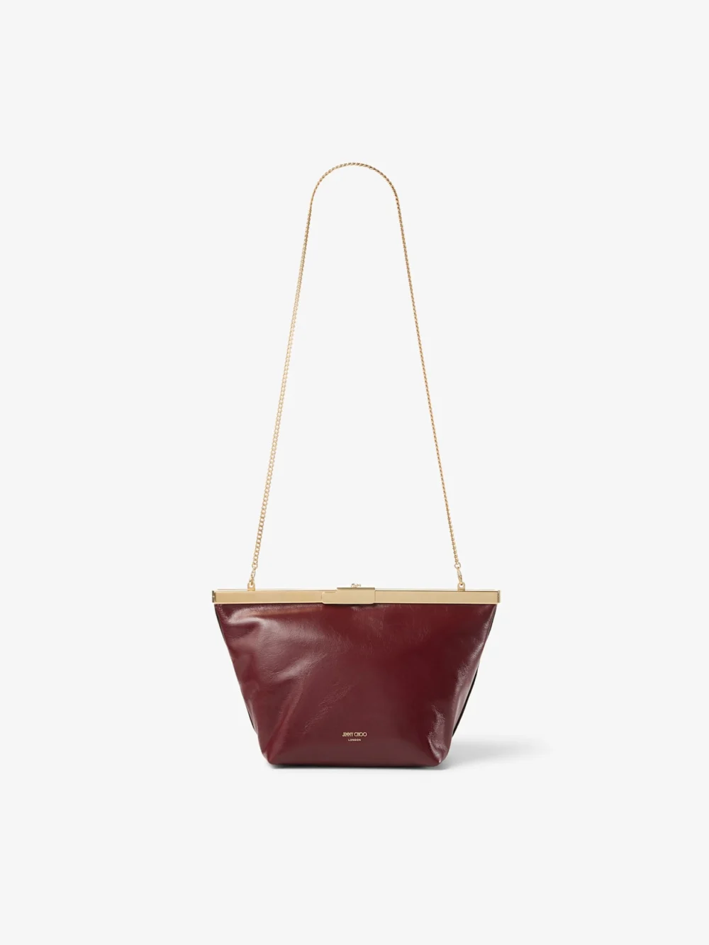 Jimmy Choo Ganache Cherry and Gold Soft Shiny Biker Leather Clutch Bag, another view