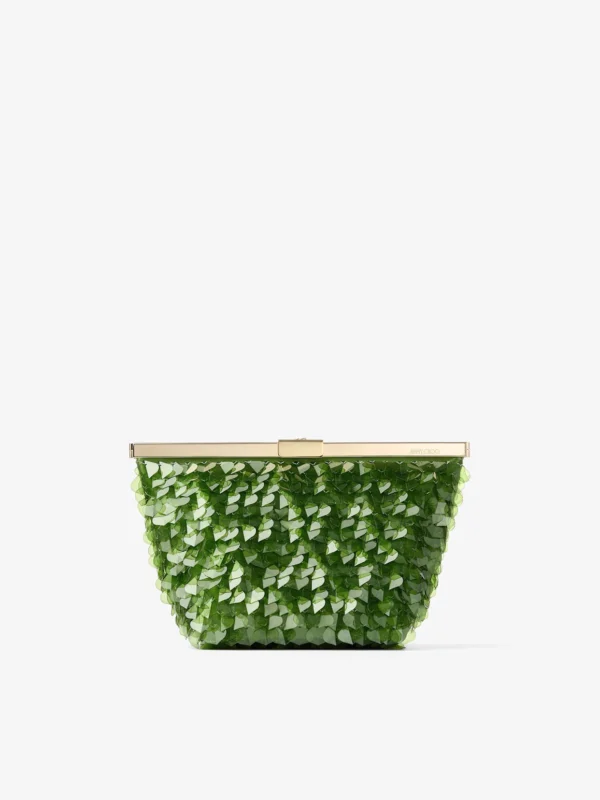 Jimmy Choo Ganache Clover All Over Heart Pailettes Clutch Bag