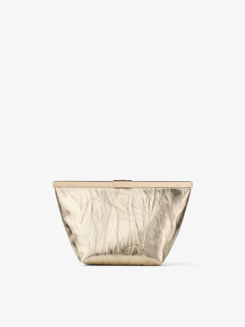 Jimmy Choo Ganache Light Platinum Vintage Metallic Leather Clutch Bag in light platinum