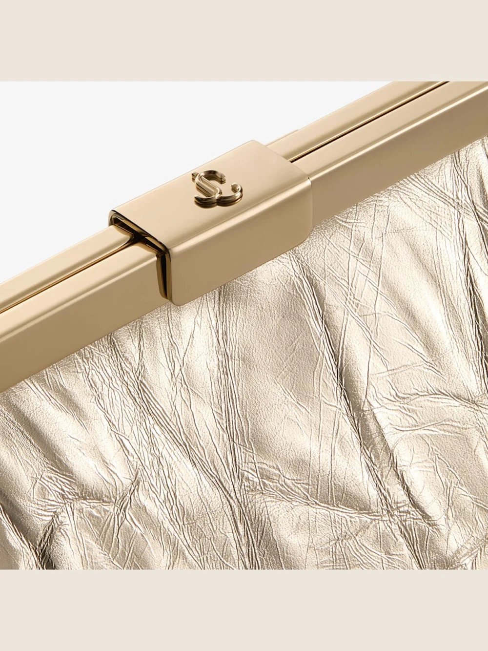 Jimmy Choo Ganache Light Platinum Vintage Metallic Leather Clutch Bag, another view