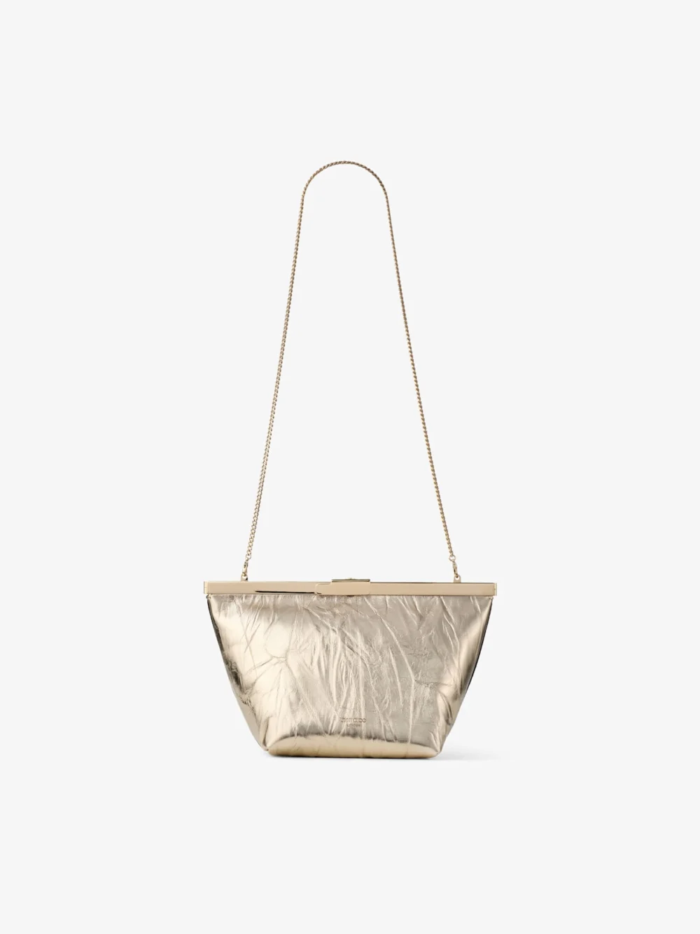 Jimmy Choo Ganache Light Platinum Vintage Metallic Leather Clutch Bag, another view