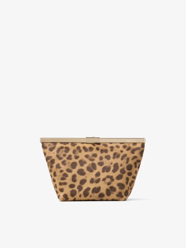 Jimmy Choo Ganache Natural Leopard Print Pony Clutch Bag