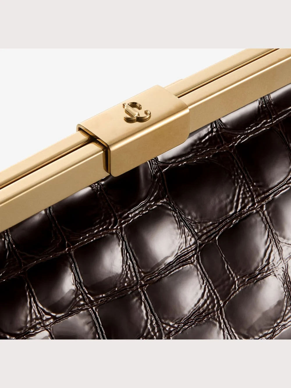 Jimmy Choo Ganache Sambuco Shiny Croc Embossed Leather Clutch Bag, another view
