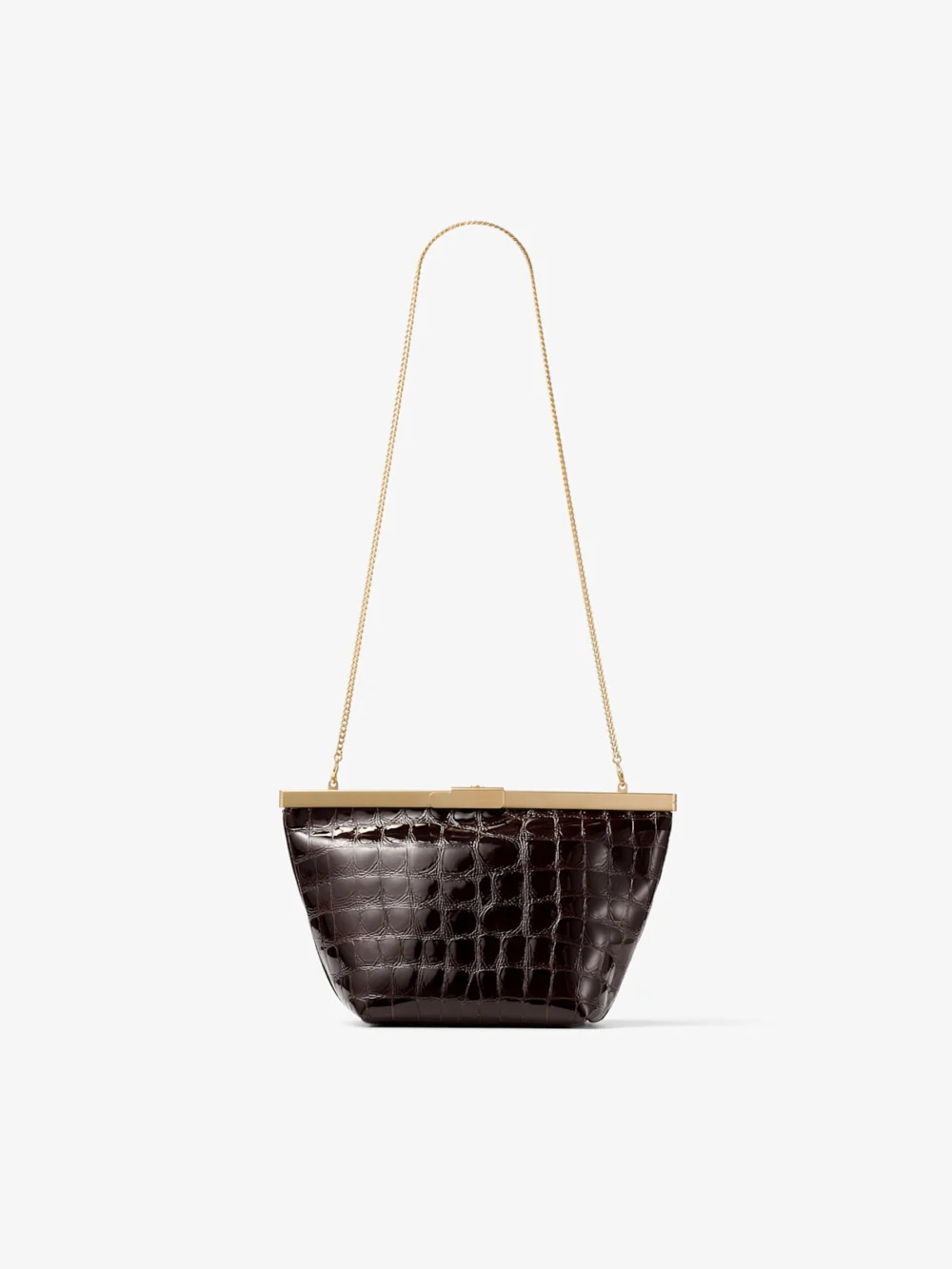 Jimmy Choo Ganache Sambuco Shiny Croc Embossed Leather Clutch Bag, another view