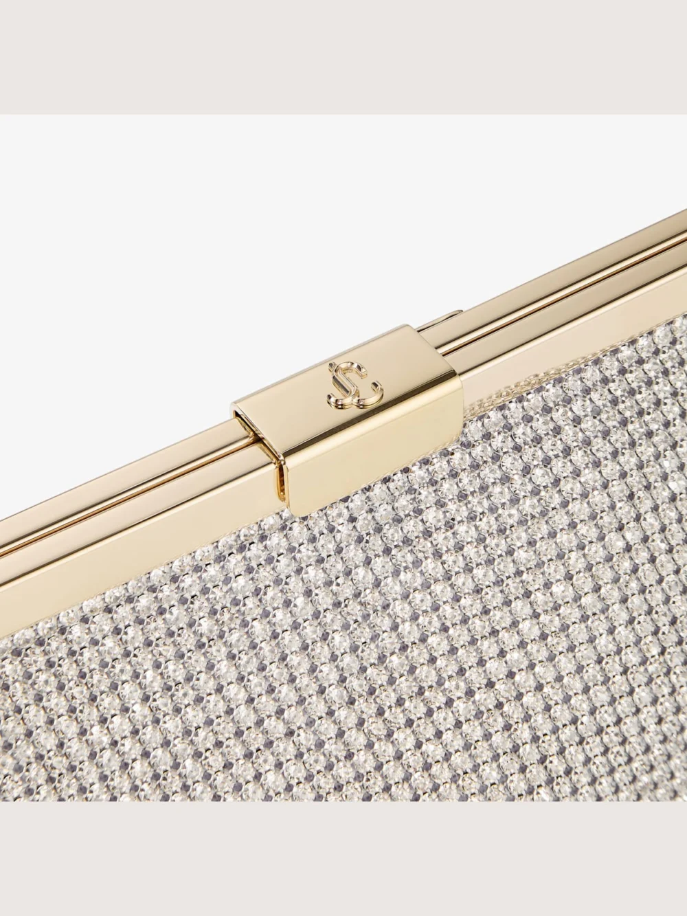 Back view of the Jimmy Choo Ganache Siver Crystal Mesh Clutch Bag