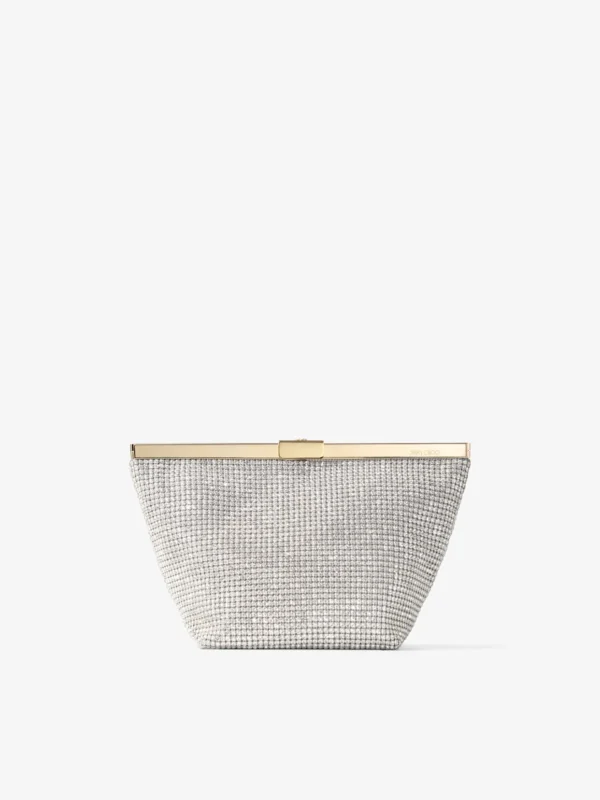 Jimmy Choo Ganache Siver Crystal Mesh Clutch Bag