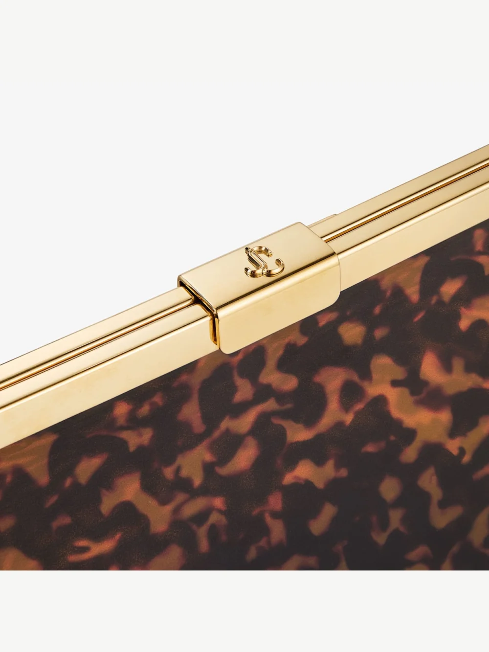 Back view of the Jimmy Choo Ganache Transparent Tortoiseshell Clutch Bag