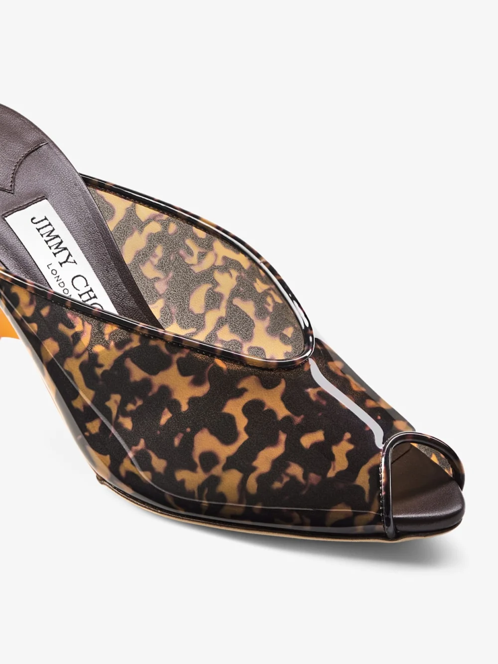 Jimmy Choo Glace Mule 80 Amber and Brown Mix Tortoiseshell Tpu Sandals with Plexy Wedge, another view