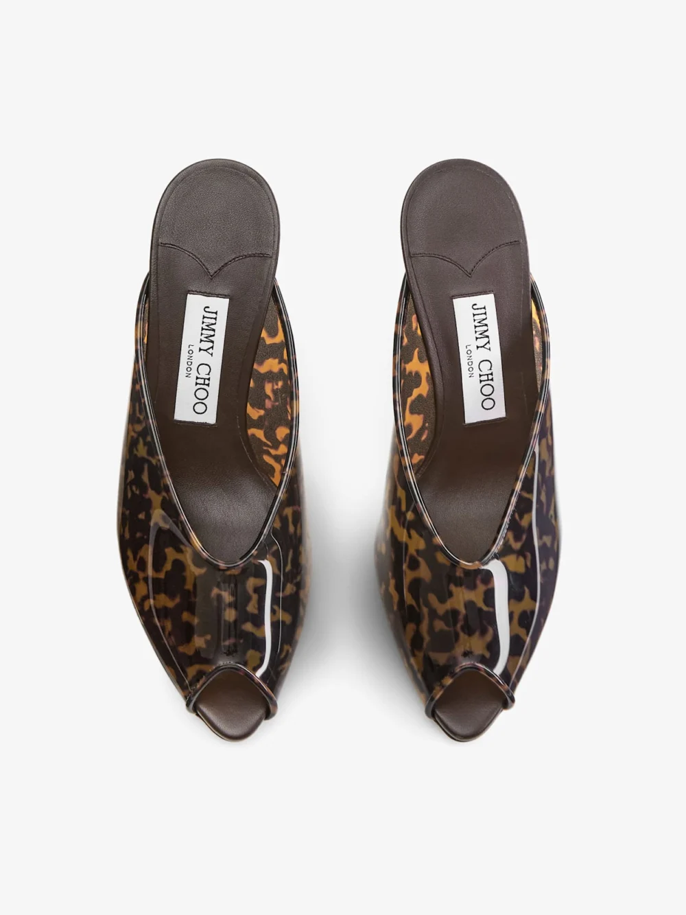 Jimmy Choo Glace Mule 80 Amber and Brown Mix Tortoiseshell Tpu Sandals with Plexy Wedge, another view