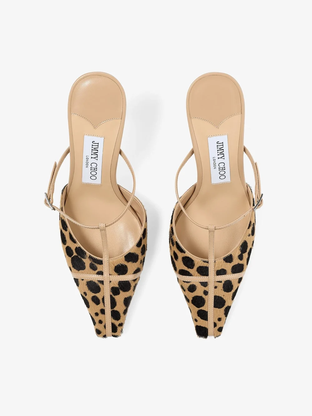 Back view of the Jimmy Choo Gloria Mule 85 Natural Cheetah Print Pony Leather Mules