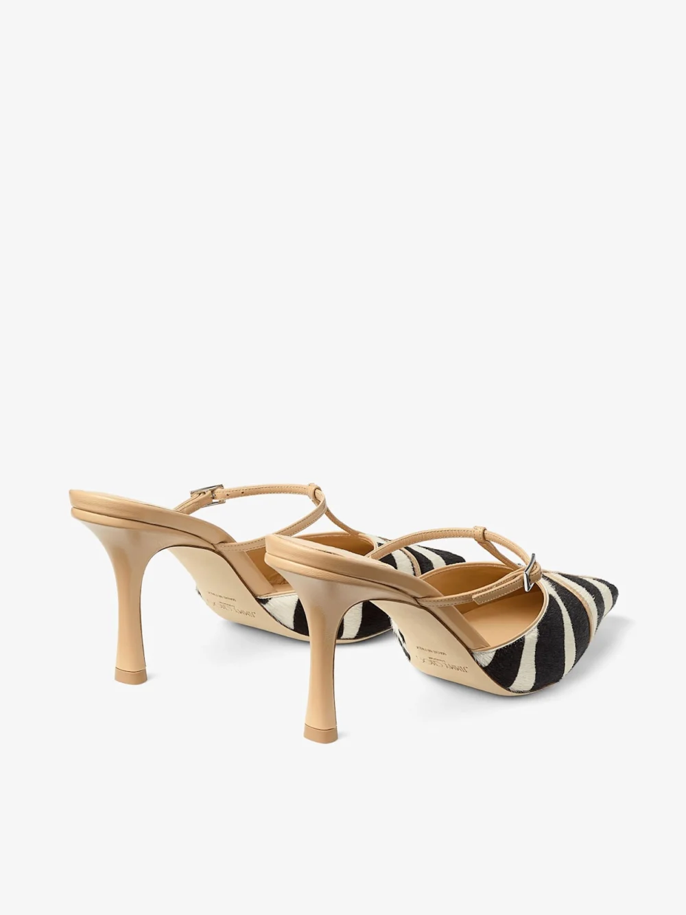 Jimmy Choo Gloria Mule 85 Natural Zebra Print Pony Leather Mules, another view